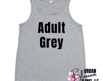 ADULT Grey 100% Polyester Sublimation Blanks Muscle Tank Tops