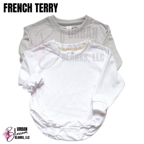 Sweater Baggy Rompers- Bodysuits- 100% Polyester French Terry Sublimation Blanks