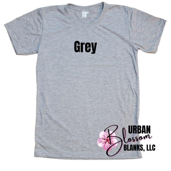 Grey 100% Polyester Sublimation Blanks Adult Shirt