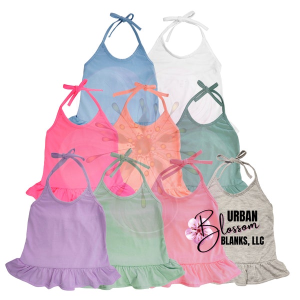 100% Polyester Colored Halter Tanks Infant-Toddler Sizes