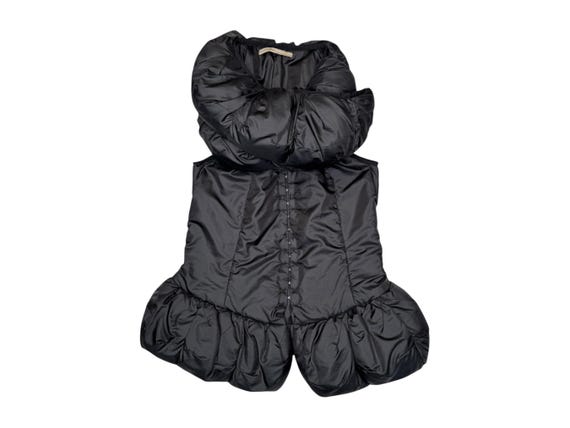 Marithé + François Girbaud, Vintage Marithé + François Girbaud Black Bubble Peplum Puffer Vest | Wool Padding, Size S