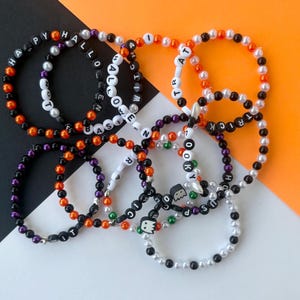 Halloween Bracelets | Spooky Season Bracelets | Friendship Bracelets | Beaded Bracelets | Holiday Party Favor Bracelets