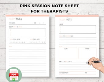 Hojas de notas Hoja de trabajo de terapia Plantilla de notas de terapia Cuaderno de terapia Notas de consejería Notas de salud mental Notas de terapia de sesión PDF
