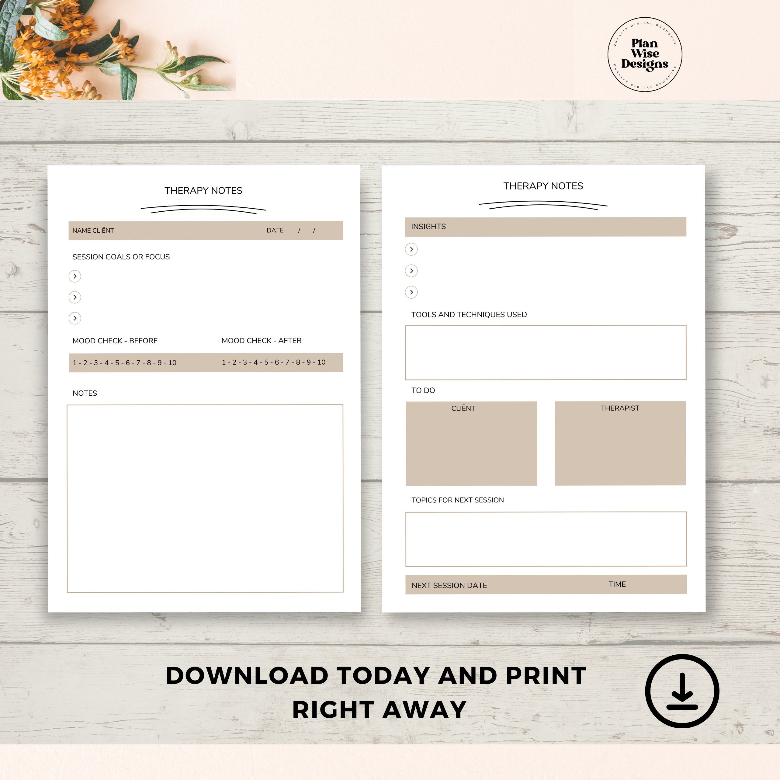 Note Sheets Therapy Worksheet Therapy Note Template Therapy Notebook