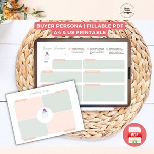 Modèle de persona d’acheteur, PDF remplissable, Persona d’utilisateur, Client idéal, Carte d’empathie, Identifiez le client de vos rêves, Téléchargement numérique imprimable