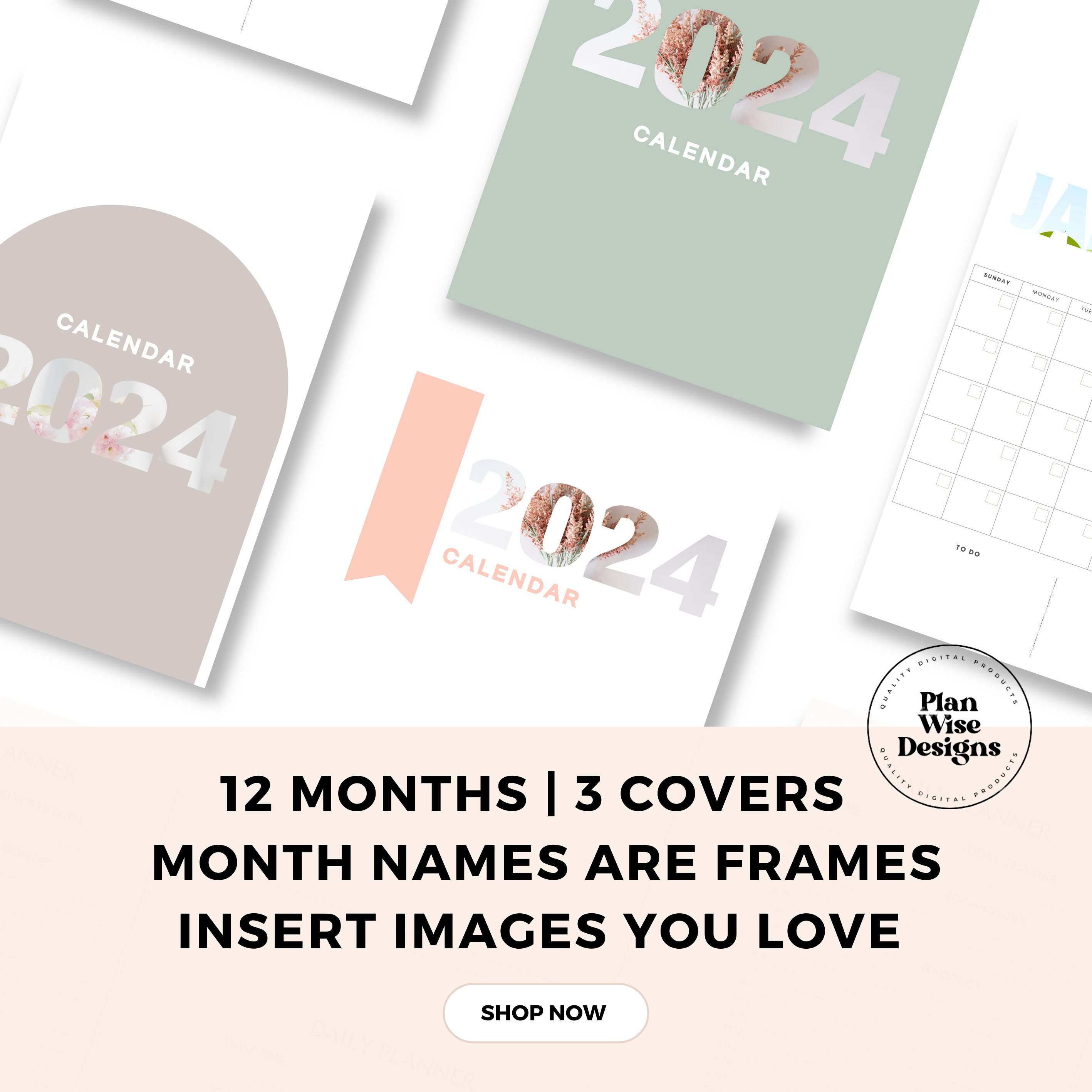 Fully Editable Calendar Canva Template Frame Monthly | Instant Download ...