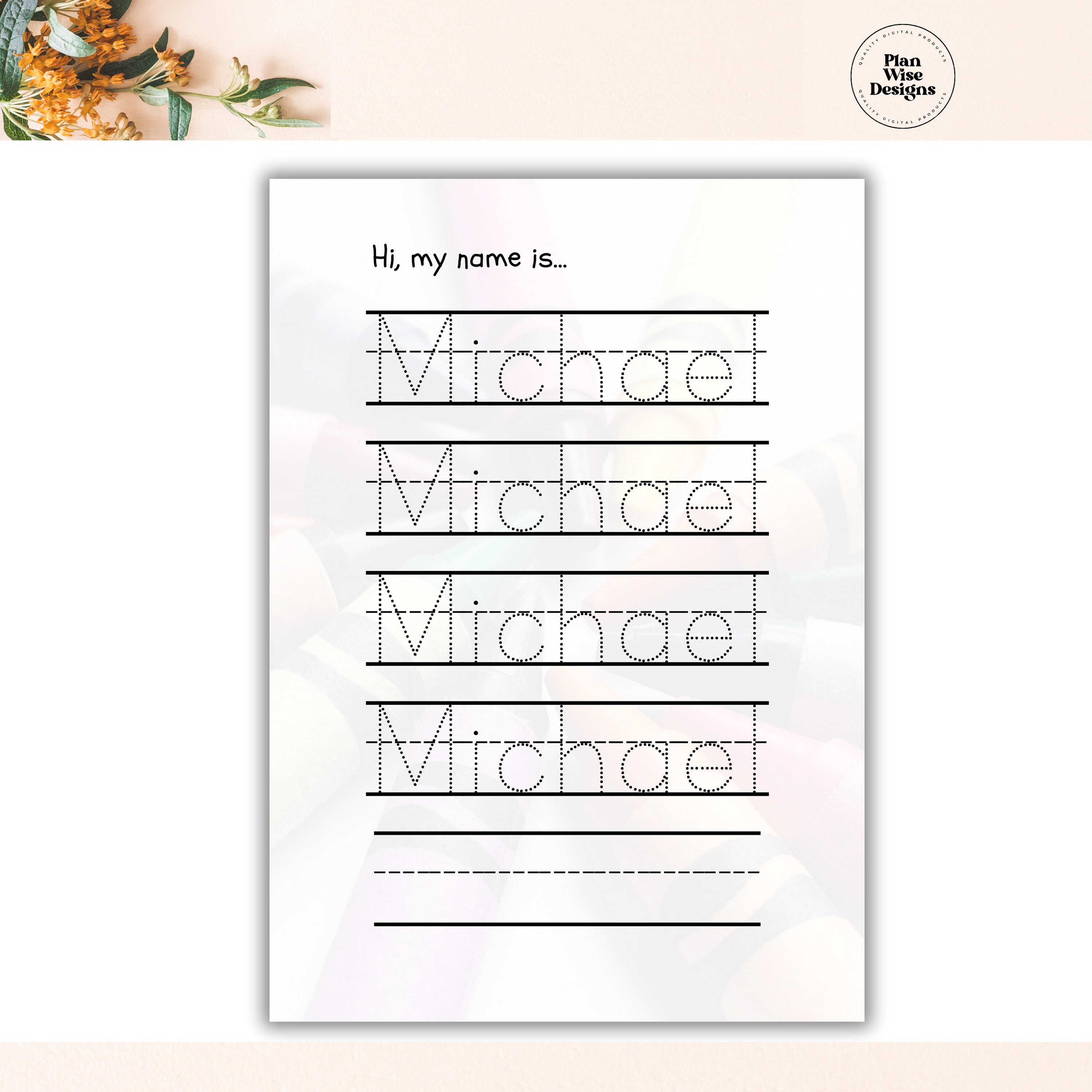 Custom Name Tracing Sheet Handwriting Practice Personalized Name Trace ...