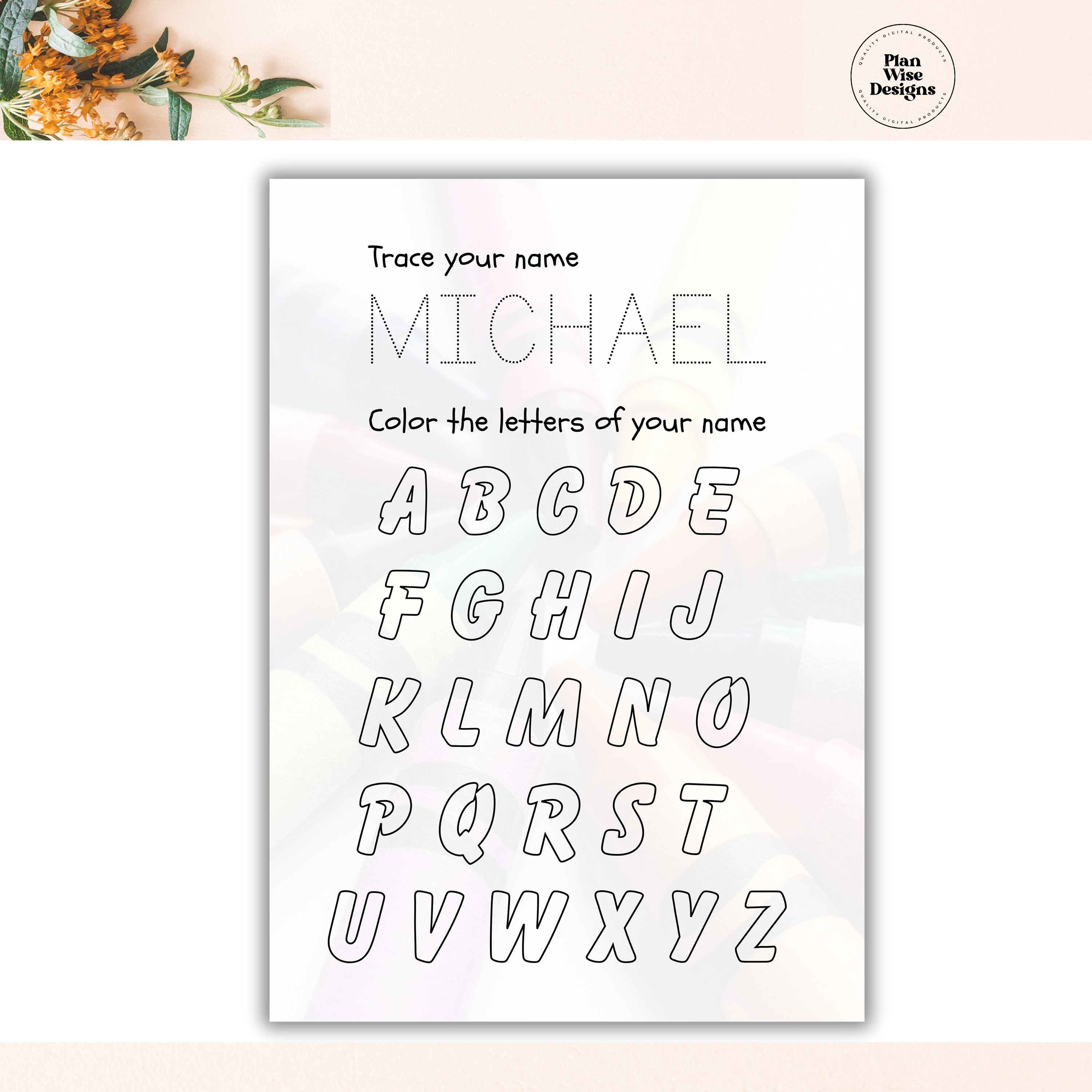 Custom Name Tracing Sheet Handwriting Practice Personalized Name Trace ...