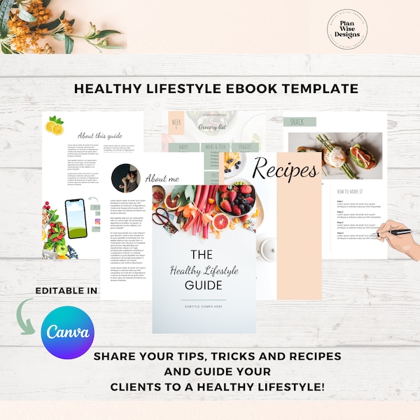 Editable Ebook Template Healthy Lifestyle Guide, Lead Magnet, Nutritionist, Health Coach, Client Onboarding, Wellness Nutrition Coach, Canva