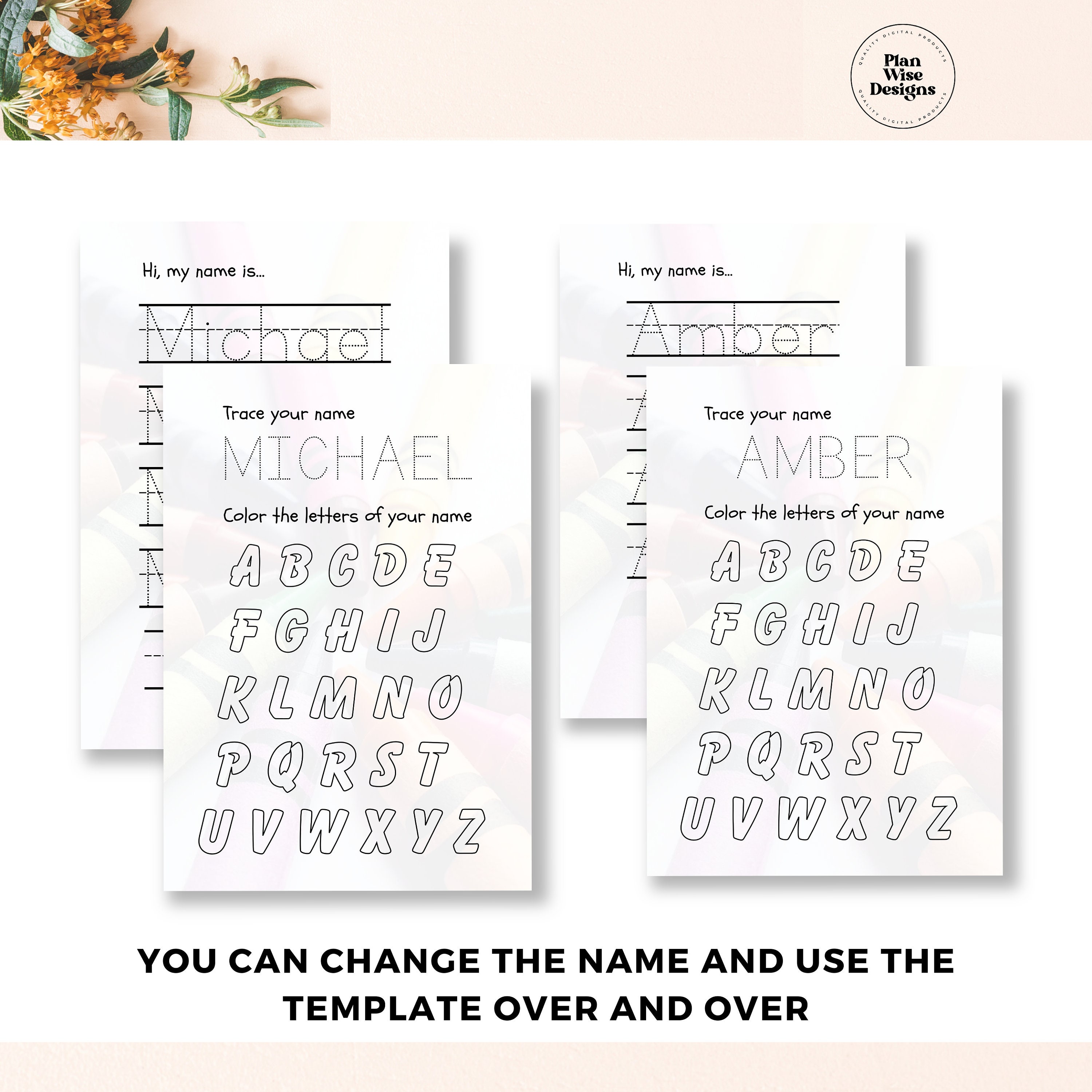 Custom Name Tracing Sheet Handwriting Practice Personalized Name Trace ...