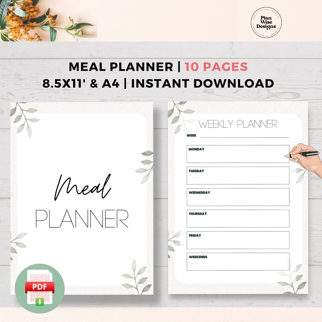 Meal Planner Kit Grocery List Printable Recipe Inventory Weekly Monthly ...