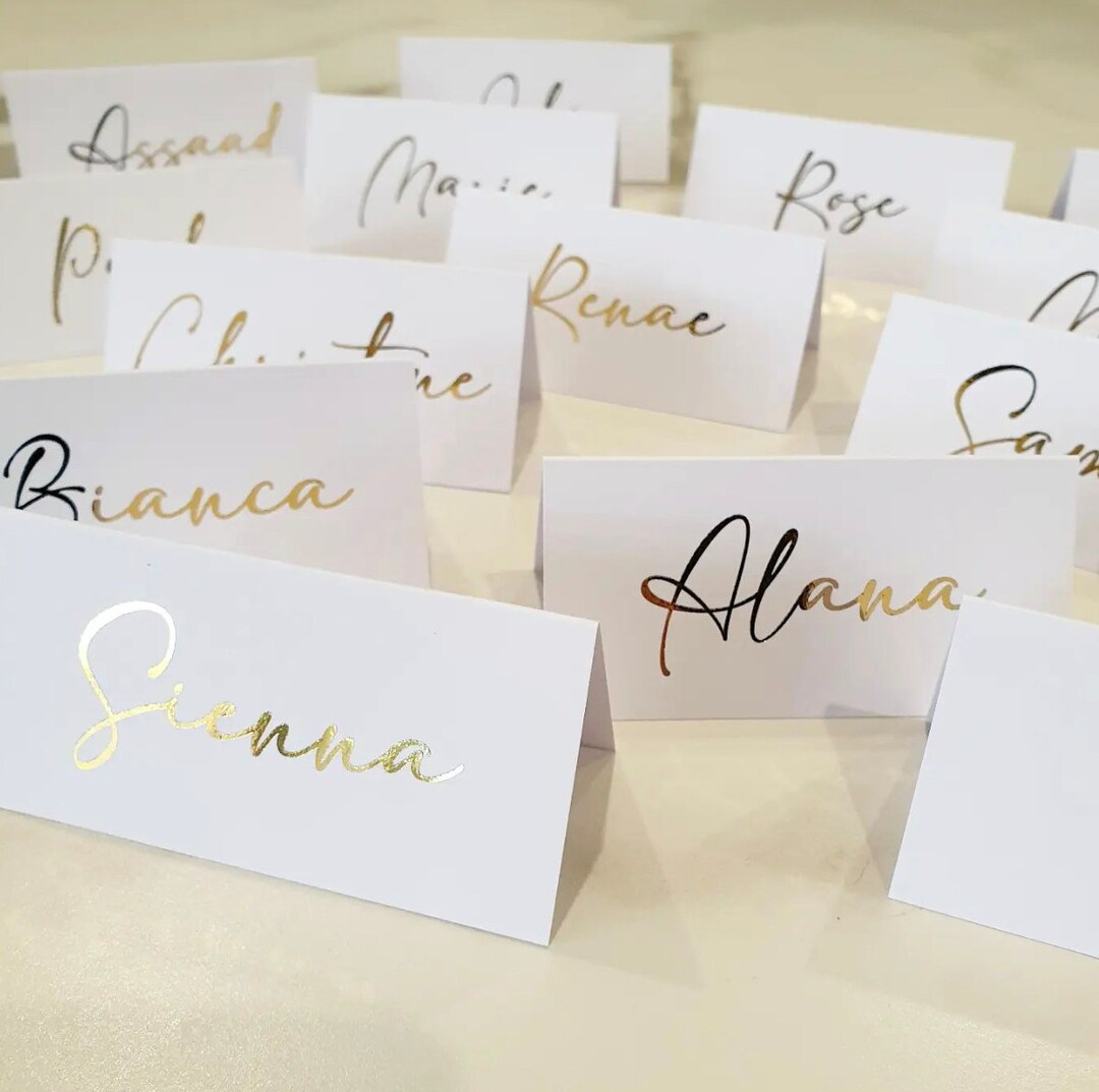 Real Gold Foil Place Cards, Name Cards, Baptism, Christening, Communion ...
