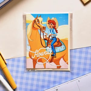 Howdy Western Everyday Card – A2 Equestrian Greeting Card, Blank Inside