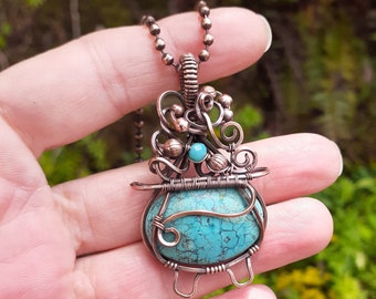 cauldron pendant, cauldron necklace, turquoise cauldron, fairy tale jewelry, witchy vibes, gift for her, boho jewelry