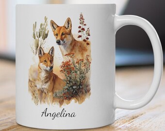 Personalized Dingo Mug: Watercolor Australian Wildlife Coffee Mug