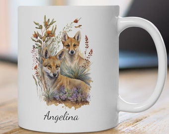 Personalized Dingo Mug: Watercolor Australian Wildlife Coffee Mug