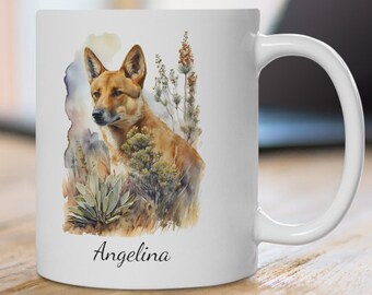 Personalized Dingo Mug: Watercolor Australian Wildlife Coffee Mug