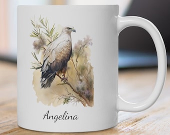 Gepersonaliseerde aangepaste mok • Eagle mok • Aquarelprint • Koffiemokken • Vogelliefhebbers cadeau • Witbuikzeearend • Moederdagcadeaus