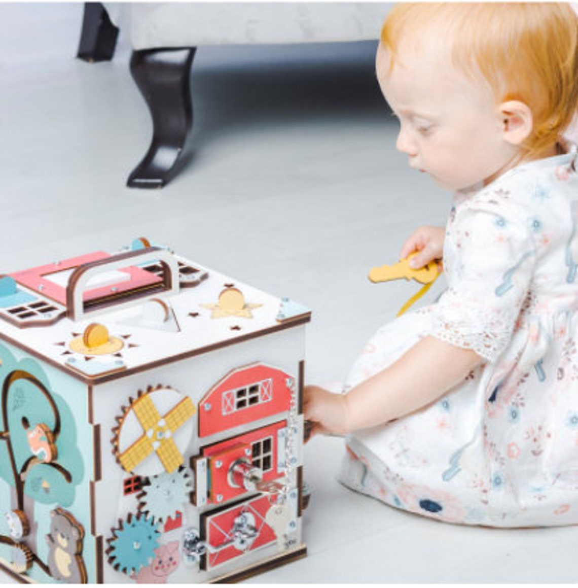 Montessori Educational Activity Cube Personalised gift Etsy