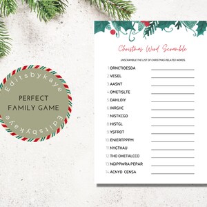 Christmas Word Scramble Party Game Printable Holiday Party - Etsy