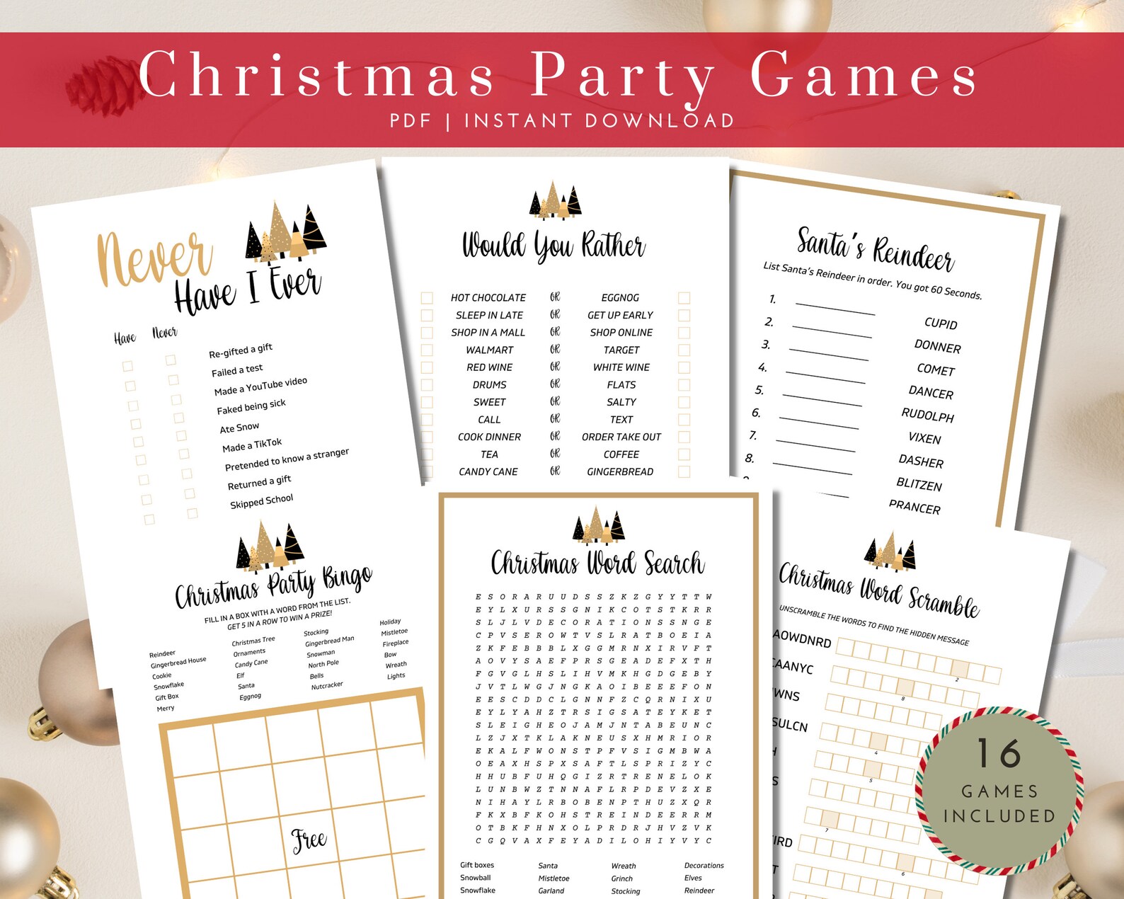 Christmas Party Game, Printable Holiday Party Game, Christmas Activities, Family Party Games ...