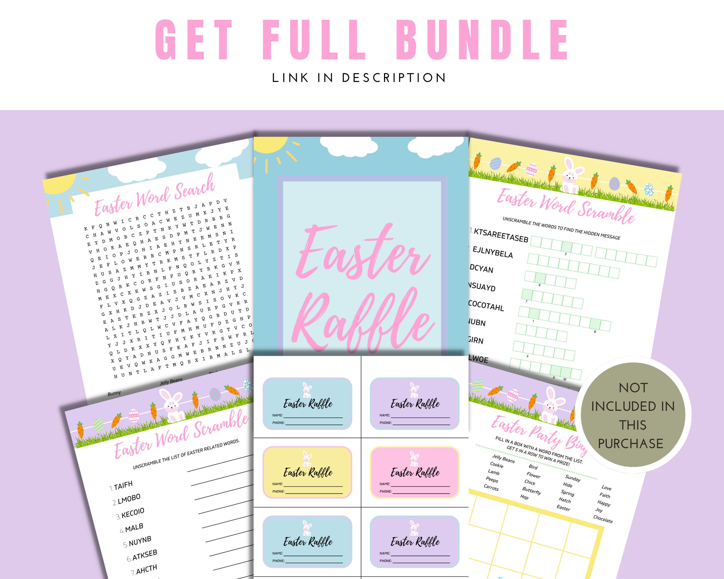 Easter Raffle Family Easter Raffle Tickets, Printable Easter Raffle Tickets & Raffle Sign ...