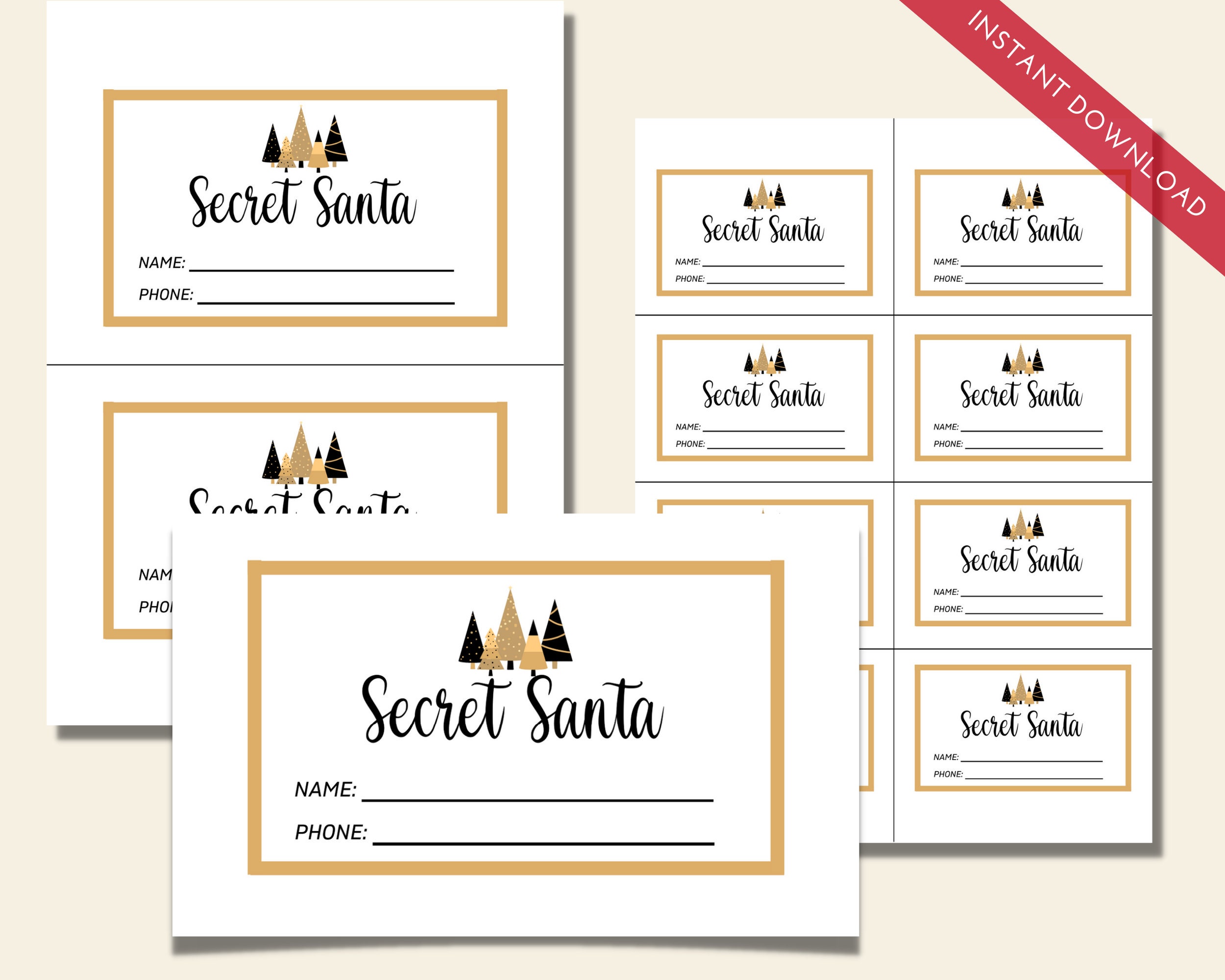 Secret Santa Tickets, Printable Secret Santa Tickets, Christmas ...