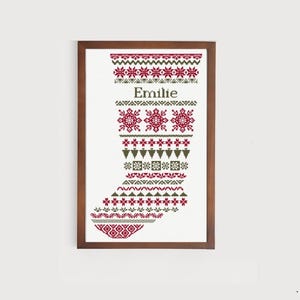 Christmas stocking design cross stitch pattern | X-mas counted crossstitch chart holiday border pattern | pdf digital personalized xstitch