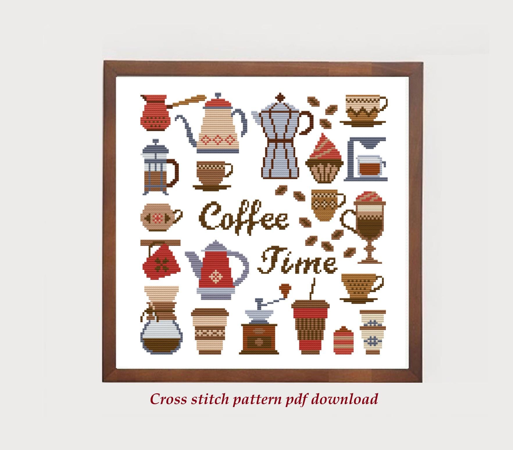 Coffee Time Kitchen Cross Stitch Pattern Wall Decor Housewarming Gift ...