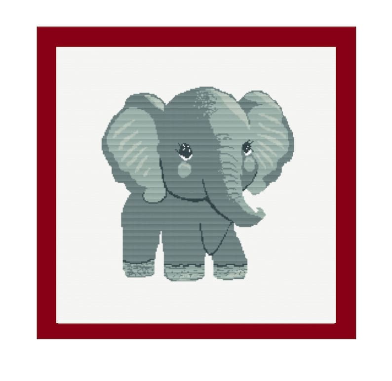 Cute Elephant Design Counted Cross Stitch Pdf Pattern Digital Download