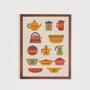 Kruissteekpatroon retro keuken: vintage keukengerei (pdf-patroon)