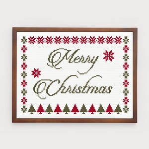 Merry Christmas Cross Stitch Pattern: Holiday Decor (PDF Digital Download)