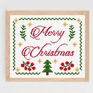 Merry Christmas Cross Stitch Pattern: Holiday Decor (PDF Digital Download)