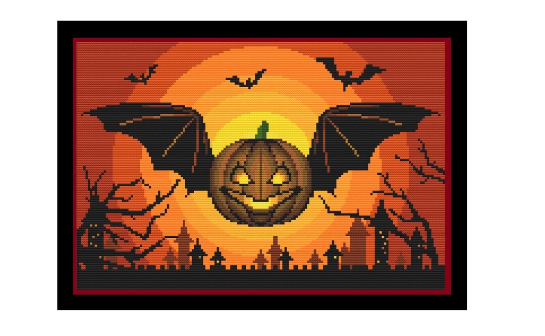 Jack-o-lantern Scary Halloween Pumpkin Cross Stitch Pattern Pdf File - Etsy