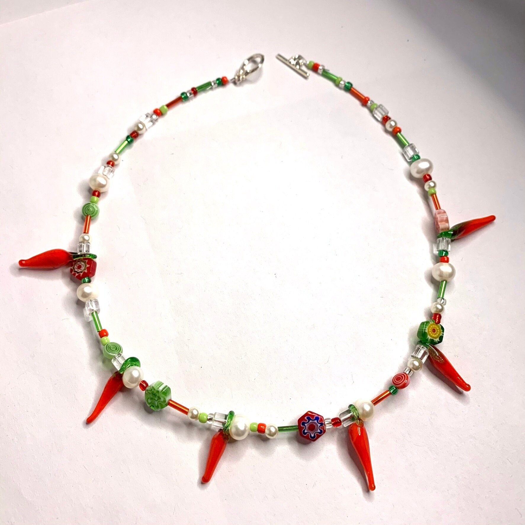 Handmade chilli / pepper themed necklace Etsy