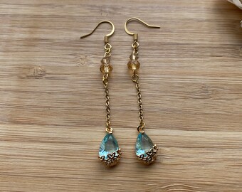 Dainty Light Teal Drop Earrings