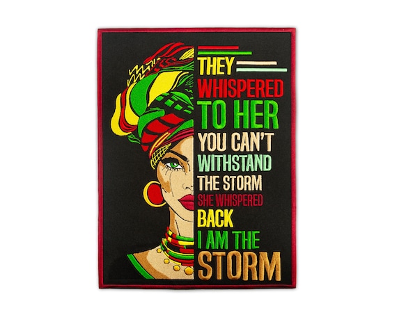 Strong Woman Large Patch - I am The Storm Colorful Quote - Queen -  Embroidered Back Jacket Patches