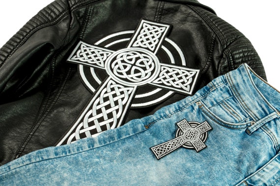 Celtic Cross Patch, Religious Ethnic Emblem, Embroidered Iron-on, 2 Sizes