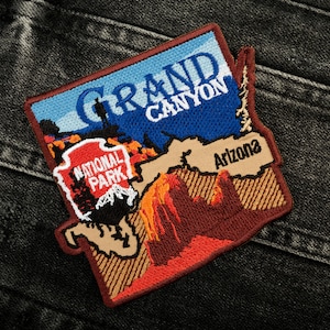Grand Canyon National Park Patch, Arizona Hiking, Camp Travel Lovers, Embroidered Applique Iron On, 3.9 x 3.5 inches