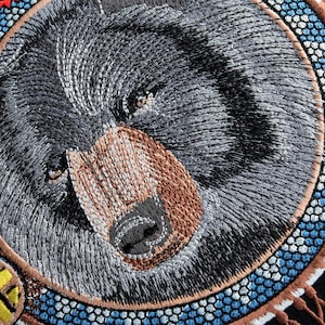 Bear Head Large Patch, Back Jacket Dreamcatcher Ethnic Emblem, Embroidered Iron / Sew On in 2 sizes