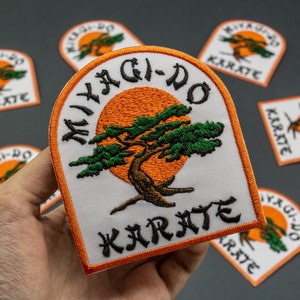 Miyagi-Do Karate Patch, Bonsai Tree Badge, Embroidered Iron On, Size: 3.2 x 3.5 inches