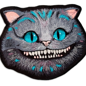 Cheshire Cat Large Patch, Cartoon Movie Fairytale Character, Embroidered Iron / Sew On, 10.8 x 9.1 inches