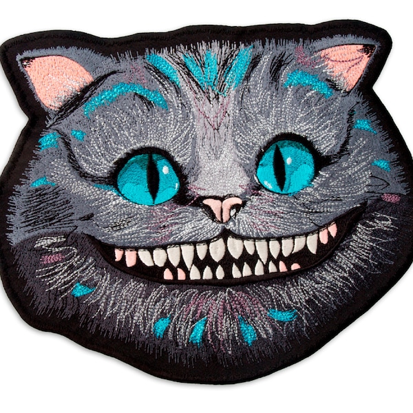 Cheshire Cat Large Patch, Cartoon Movie Fairytale Character, Embroidered Iron / Sew On, 10.8 x 9.1 inches