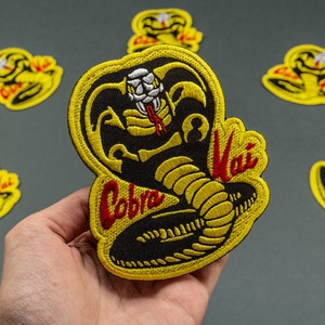 Cobra Patch, Karate Embroidered Badge, Iron On,  Size: 3.3 x 3.9 inches