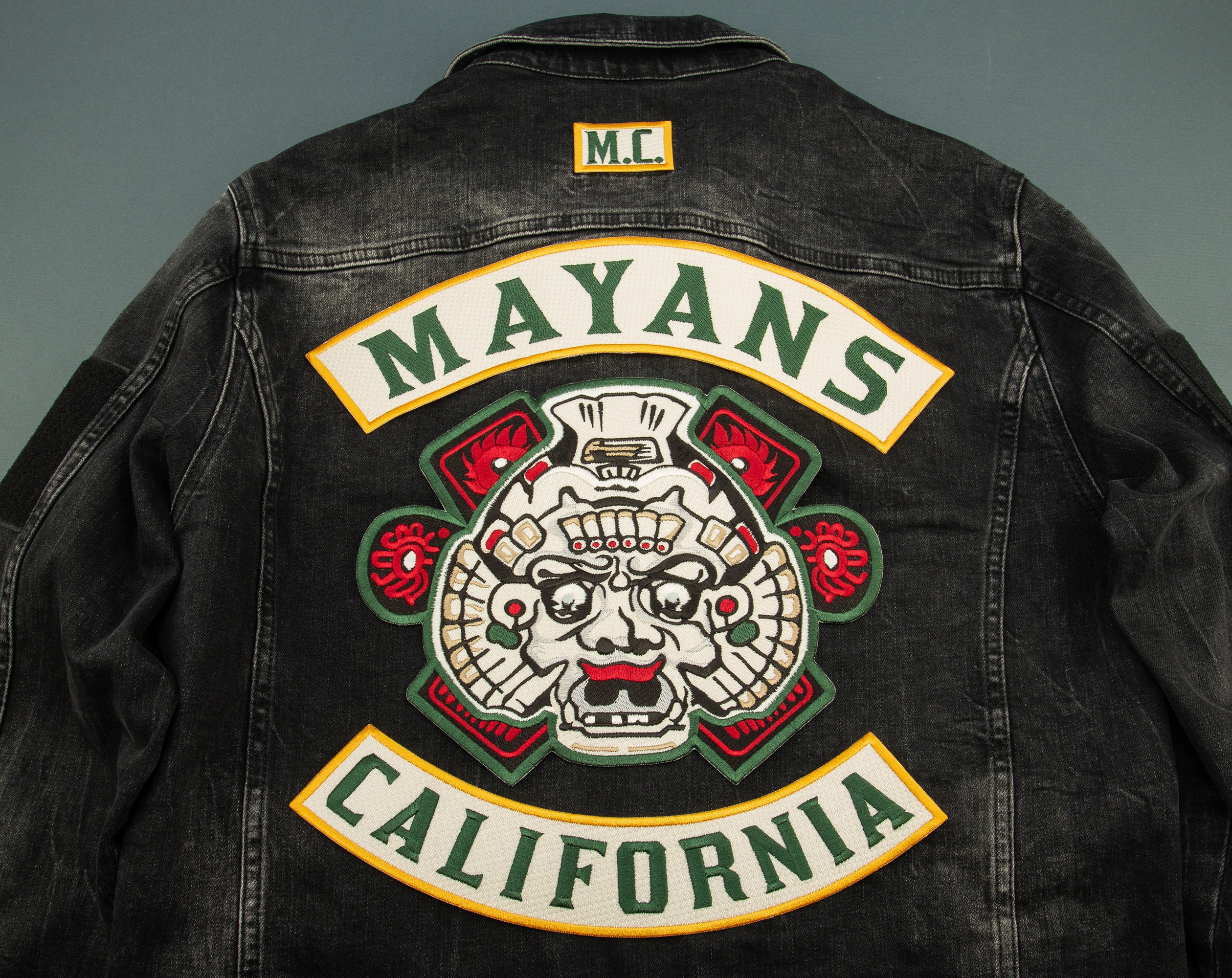 MAYANS MC FULL BACK EMBROIDERED PATCH SET 7 PIECE BLACK