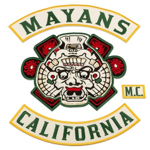 Mayans California MC Large Patch, Biker Gang Embroidered Back Jacket Emblem, Iron / Sew On