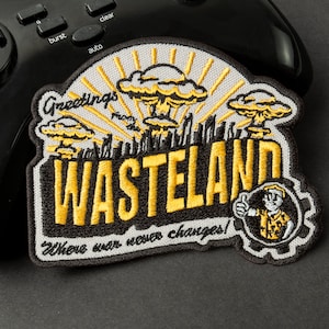 Greetings From the Wasteland, Embroidered Iron On Patches, 3.9 x 3.1 inches