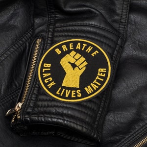 Black Lives Matter Patch, Round BLM Emblem, I Can&#39;t Breathe, Embroidered Patch Iron On, 3.5 inches