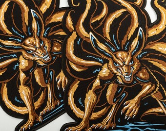 Naruto And Kurama The Nine-Tailed Demon Fox Cute Embroidered Iron On Patch