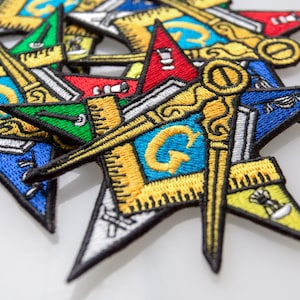Masonic Patch, Order of The Eastern Star, Embroidered Mason Emblem, Freemason Symbol, Iron On, 3.7 inches